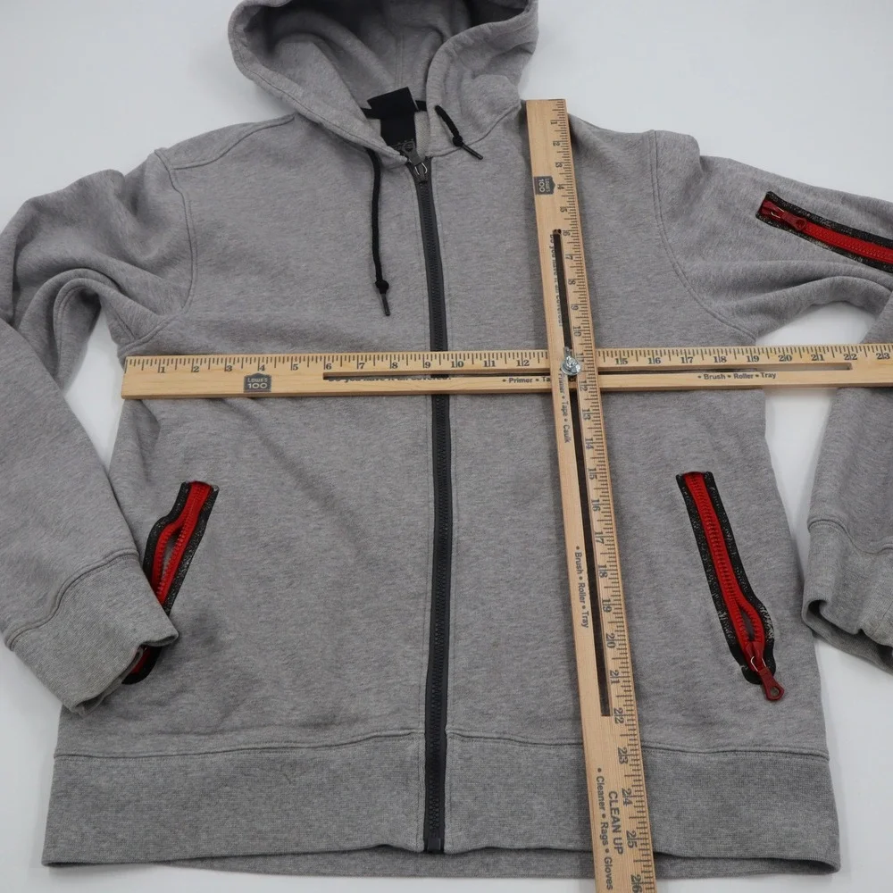 Nike Sportswear Hoodie Mens‎ Medium Grey Red Bonded Zip Tech Fleece NSW Full Zip